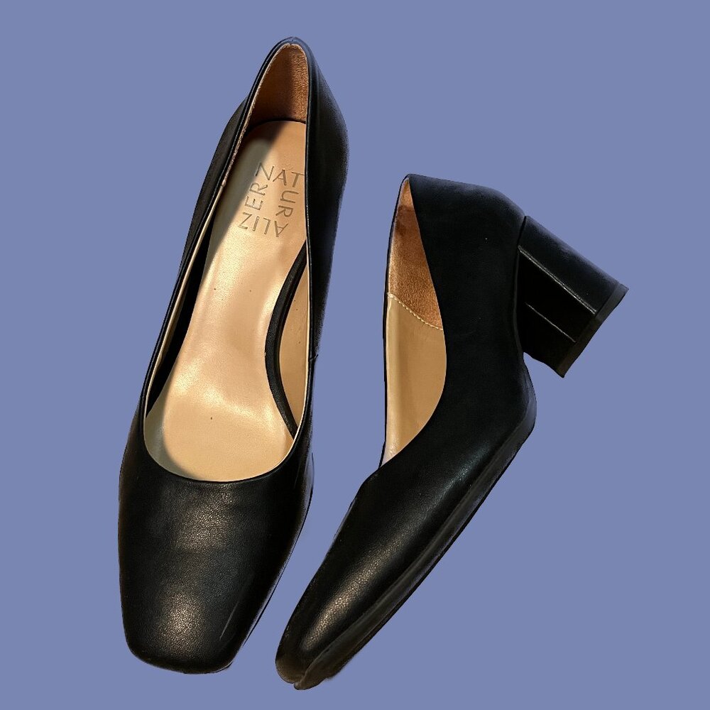 Naturalizer Black Warner Square Toe Pumps